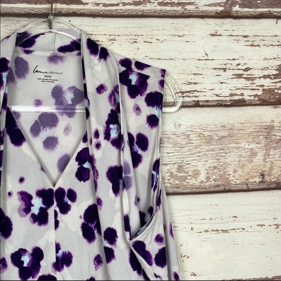 Lane Bryant lavendar cheetah drape blouse 22/24 - Picture 5 of 12